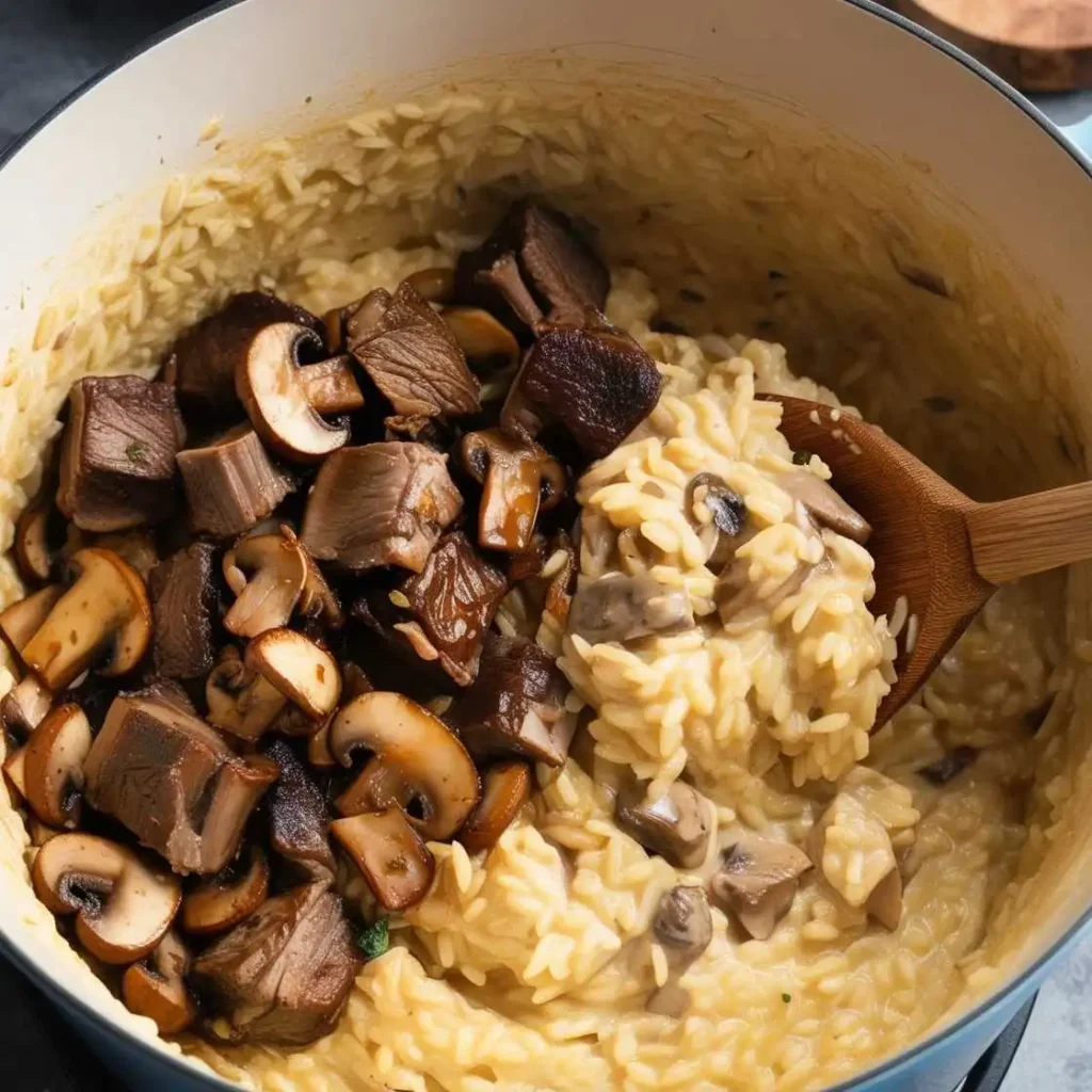 Easy braised short rib risotto with mushrooms 