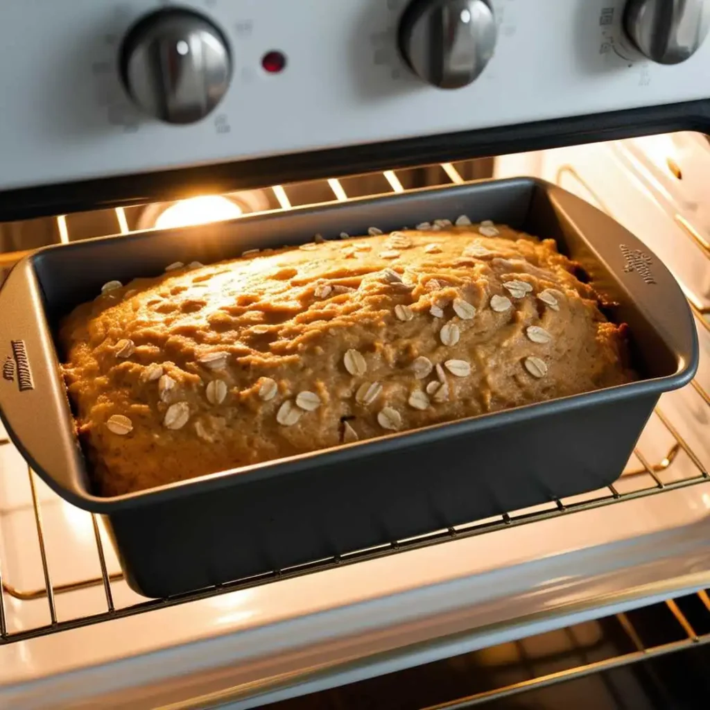 Healthy banana bread with oats and milk