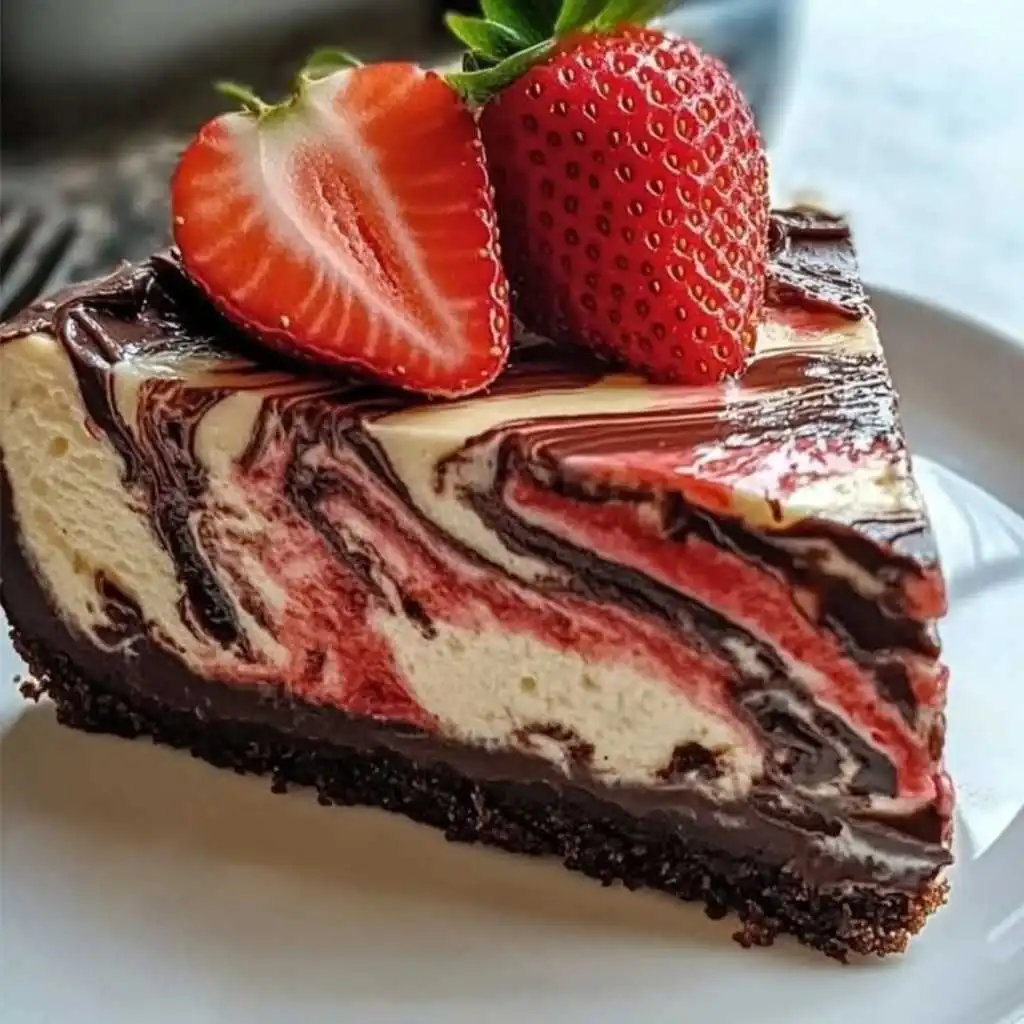 Chocolate Strawberry Swirl Cheesecake