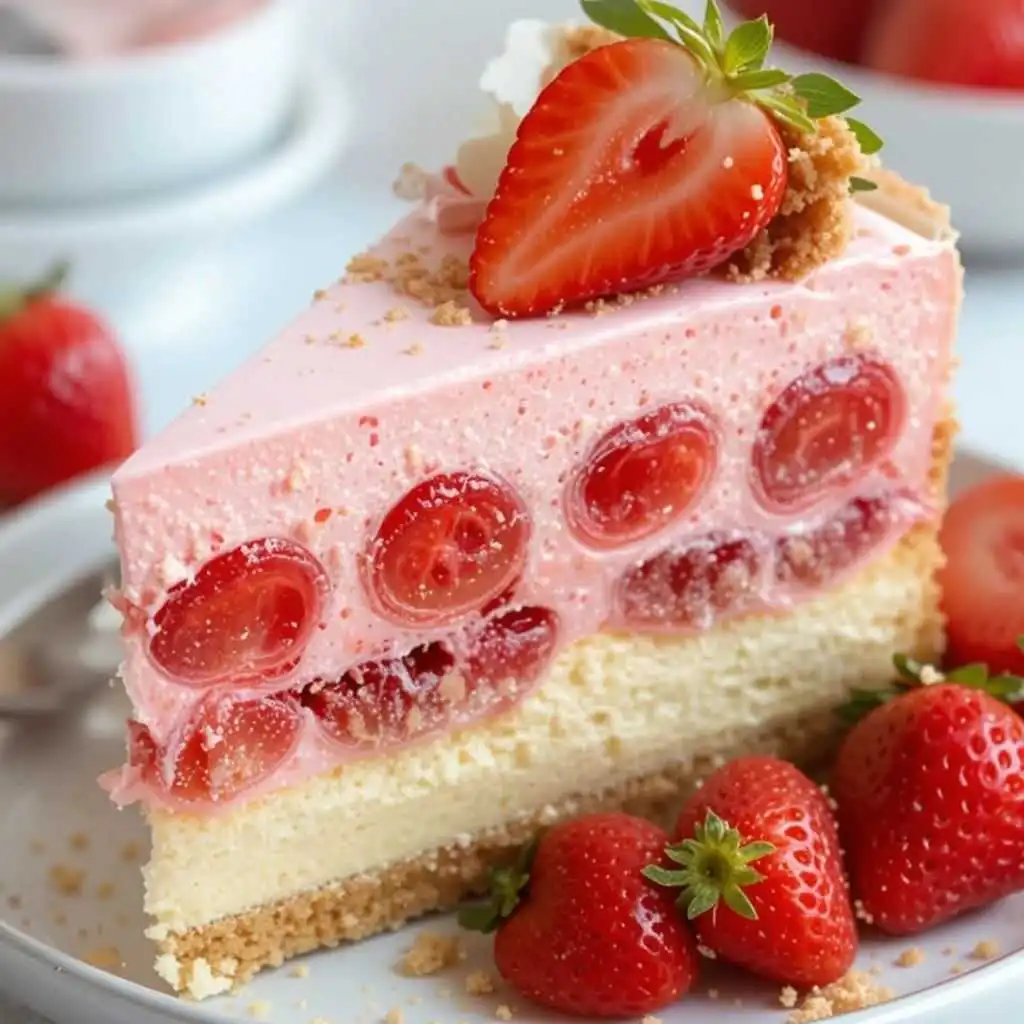 Strawberry Crunch Cheesecake Slice
