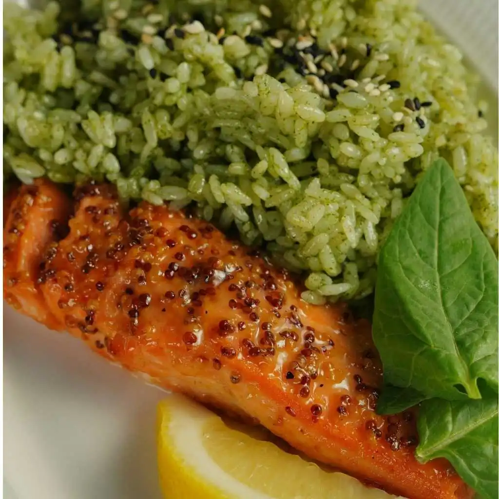 Honey Mustard Glazed Salmon with Herb Rice
