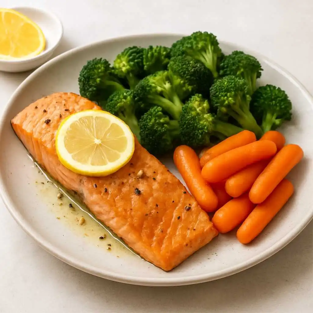 Lemon Garlic Salmon with Steamed Veggies