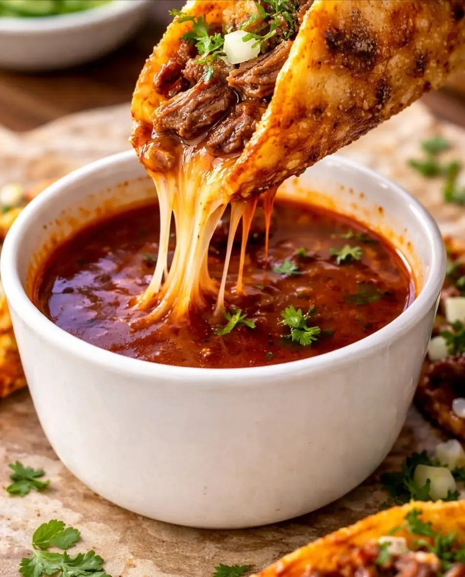 Mexican Beef Birria Tacos with Cheese