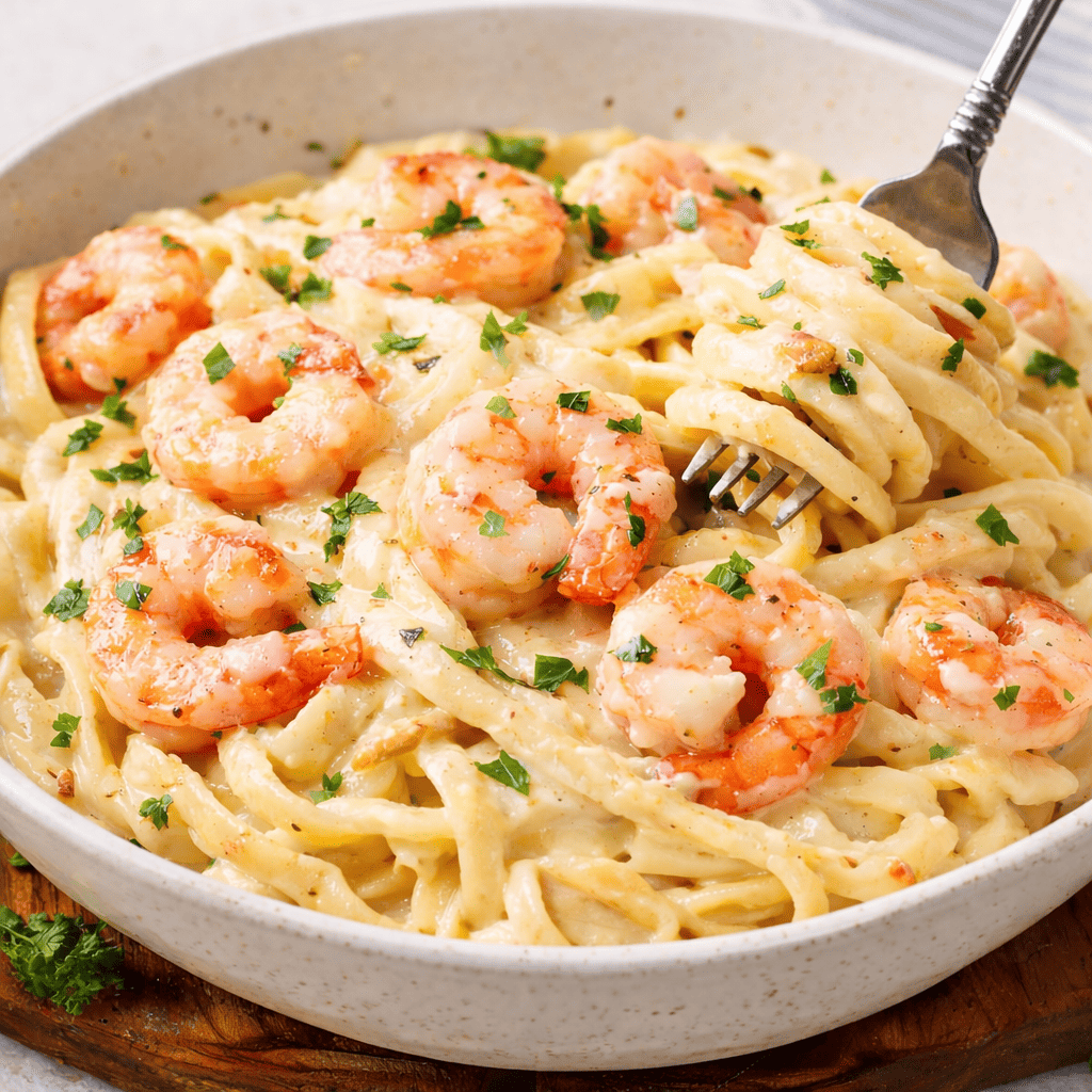 Creamy Mozzarella Shrimp Pasta